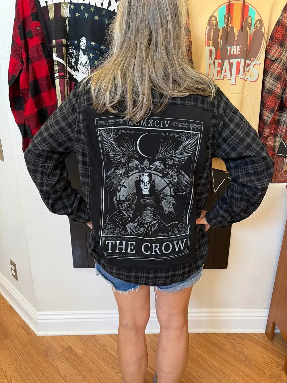 The Crow Movie Upcycled Flannel Shirt Unisex Large L - Picture 1 of 2